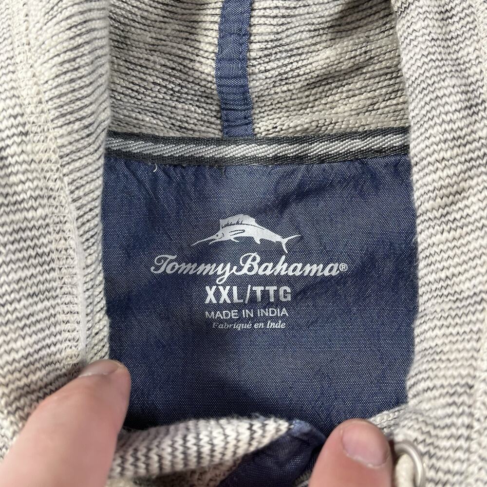 Tommy Bahama Mens XXL Gray Melange Knit Hoodie Pullover Sweater Long Sleeve - Picture 3 of 8